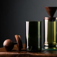 jar handmade from mahogany wood lid with recycled wine bottle